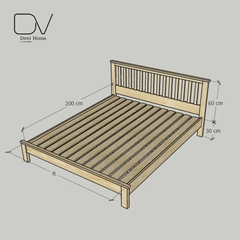 Mẫu giường M35 Giường gỗ kết hợp tựa nan dọc