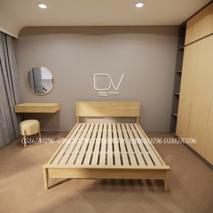 Giường gỗ mã M30A - Giường ngủ Decor có tựa đầu để đồ đa năng làm từ gỗ thông nhập khẩu