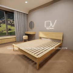Giường gỗ mã M30A - Giường ngủ Decor có tựa đầu để đồ đa năng làm từ gỗ thông nhập khẩu