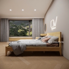 Giường gỗ mã M30A - Giường ngủ Decor có tựa đầu để đồ đa năng làm từ gỗ thông nhập khẩu