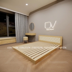 Giường gỗ bay mã M30 - Giường ngủ Decor có tựa đầu bọc nệm Sofa phong cách tối giản