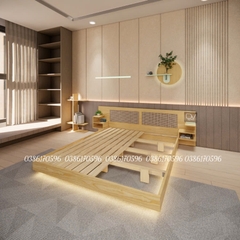 Mẫu giường tựa kết hợp mây và 2 Tab (Mã M24)