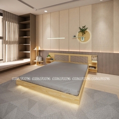 Mẫu giường tựa kết hợp mây và 2 Tab (Mã M24)