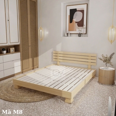 Giường gỗ thông M8 Giường chân hộp kết hợp tựa đầu giường