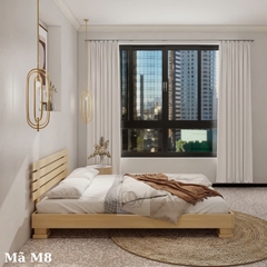 Giường gỗ thông M8 Giường chân hộp kết hợp tựa đầu giường