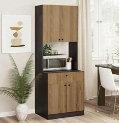 Tủ Bếp Đa Năng Hiện Đại Phối Màu Gỗ Nâu - Đen Sang Trọng 