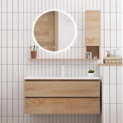 Tủ Lavabo Treo Tường Gỗ Công Nghiệp Kèm Gương Led Hiện Đại