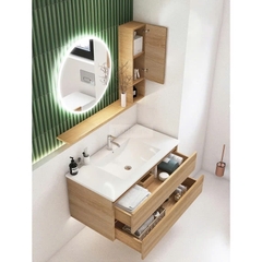 Tủ Lavabo Treo Tường Gỗ Công Nghiệp Kèm Gương Led Hiện Đại
