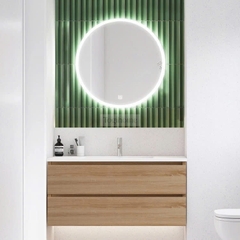 Tủ Lavabo Treo Tường Gỗ Công Nghiệp Kèm Gương Led Hiện Đại