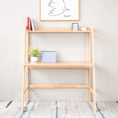 Bàn Làm Việc Gỗ Có Kệ Màu Tự Nhiên