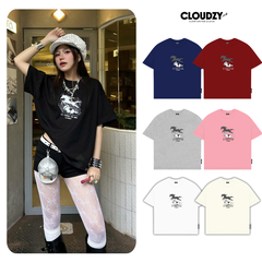 Áo thun tay lỡ boxy unisex form rộng local brand CLOUDZY in hình ngựa nhảy nghệ thuật graphic tee cotton hot trend CRY