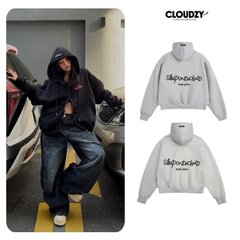 Áo khoác hoodie zip boxy nam nữ local brand zip hoodie nỉ bông dầy dặn unisex basic CLOUDZY PLAN