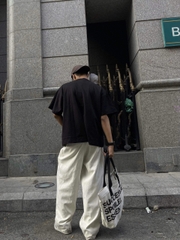 Áo thun boxy tee local brand Cloudzy unisex phông tay lỡ nữ cotton phối màu form rộng boxy BONE