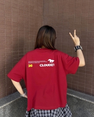Áo thun boxy tết 2026 CLOUDZY form boxy unisex local brand in chữ 100% cotton 250GSM dày dặn áo phông tết màu đỏ SPIRIT