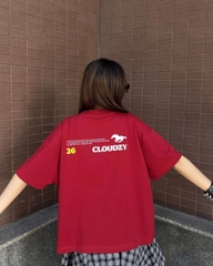Áo thun boxy tết 2026 CLOUDZY form boxy unisex local brand in chữ 100% cotton 250GSM dày dặn áo phông tết màu đỏ SPIRIT