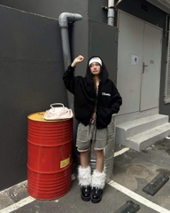 Áo khoác nỉ boxy khoá kéo zip CLOUDZY zip hoodie nỉ bông có mũ form rộng in logo chữ ký áo nỉ unisex nam nữ ZIP CORE
