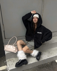 Áo khoác nỉ boxy khoá kéo zip CLOUDZY zip hoodie nỉ bông có mũ form rộng in logo chữ ký áo nỉ unisex nam nữ ZIP CORE