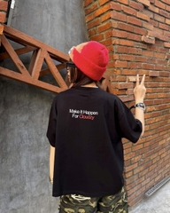 Áo thun CLOUDZY form boxy oversize unisex in chữ 'Make it Happen' cao cấp 100% cotton 250GSM dày dặn áo phông nam nữ