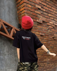 Áo thun CLOUDZY form boxy oversize unisex in chữ 'Make it Happen' cao cấp 100% cotton 250GSM dày dặn áo phông nam nữ