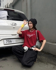 [BST HÈ] Áo thun oversize CLOUDZY phong cách mùa hè streetwear đi học unisex 100% cotton 250GSM áo phông tết màu đỏ LIFE