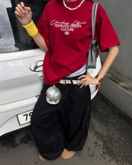 [BST HÈ] Áo thun oversize CLOUDZY phong cách mùa hè streetwear đi học unisex 100% cotton 250GSM áo phông tết màu đỏ LIFE