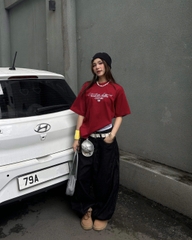[BST HÈ] Áo thun oversize CLOUDZY phong cách mùa hè streetwear đi học unisex 100% cotton 250GSM áo phông tết màu đỏ LIFE