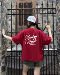 Áo thun boxy tết 2026 CLOUDZY form boxy unisex local brand in chữ 100% cotton 250GSM dày dặn áo phông tết màu đỏ DRAFT