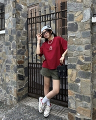 Áo thun boxy tết 2026 CLOUDZY form boxy unisex local brand in chữ 100% cotton 250GSM dày dặn áo phông tết màu đỏ DRAFT