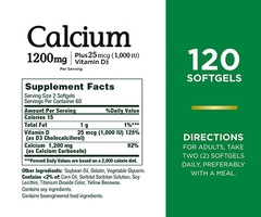Bổ sung Canxi Nature's Bounty Vitamin D 1200mg , 120 viên
