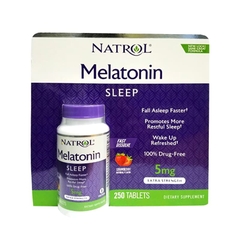 VIÊN NGẬM GIÚP NGỦ NGON VỊ DÂU NATROL MELATONIN SLEEP 5MG ( HỘP 250 VIÊN )