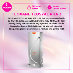 TEOXANE TEOSYAL RHA 3 / FILLER ĐIỀU TRỊ CÁC NẾP NHĂN TRÊN MẶT NHƯ NẾP GẤP MŨI MÁ, NẾP NHĂN, NẾP NHĂN DỌC MÔI, NẾP NHĂN SÂU, NÂNG GÒ MÁ VÀ PHỤC HỒI HÌNH DẠNG KHUÔN MẶT