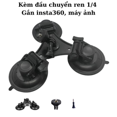 Giá đỡ ba chân 90mm hút kính, bề mặt phẳng cho Actioncam, Gopro, Insta360