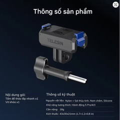 Ngàm Telesin Osmo Action 5 4 3 Osmo 360 Nano tích hợp ren 1/4 tiện lợi