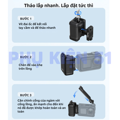 Báng tay cầm Telesin DJI Action 3 4 5 Pro tương thích khung kim loại khung nguyên bản
