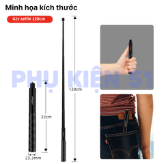 Gậy aMagisn tàng hình Insta360 X5 X4 X3 Osmo 360 kéo dài 70cm 120cm