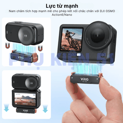 Ngàm nam châm Vrig Action6 Nano có lỗ ốc 1/4 inch tiện lợi