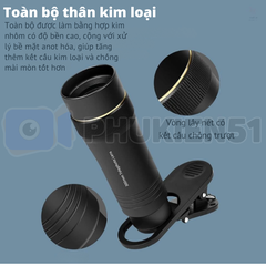 Ống kính lens Tele 300mm (10X) cho điện thoại phóng đại xoá phông cực tốt, dộ nét cao