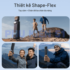 Tay cầm Telesin gấp gọn cho Insta360 X4 X5 bảo vệ máy , thao tác nhanh bỏ túi bỏ balo