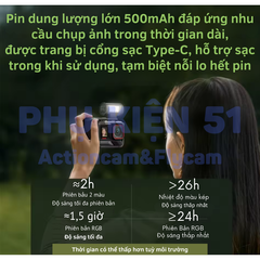 Đèn Telesin Mini trợ sáng Actioncam máy ảnh , trang trí đẹp gắn ngàm Cold Shoe