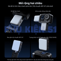 Đèn trợ sáng TELESIN cho DJI Action 6 / Nano kèm chân Cold Shoe hỗ trợ nhiều phụ kiện