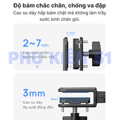 Giá đỡ kẹp kính Telesin cho Actioncam kẹp kính chắn gió nhôm CNC chắc chắn