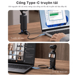 Đế 3 chân Telesin kiêm sạc cho Pocket 3 4 4P chân tự bung cổng sạc type C