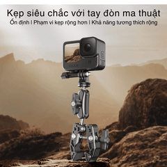Kẹp càng cua kim loại Telesin gắn Actioncam máy ảnh đèn flash cố định chắc chắn