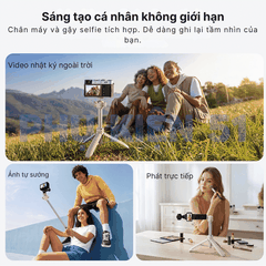 Tripod Telesin tự bung chân kéo dài 65cm gắn Actioncam Pocket Màu trắng
