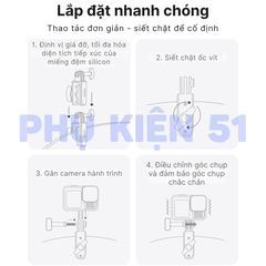 Giá đỡ kẹp kính Telesin cho Actioncam kẹp kính chắn gió nhôm CNC chắc chắn
