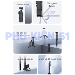 Tay cầm gấp gọn Pocket 3 4 4P kiêm tripod , đế từ tính chân đứng cầm tay