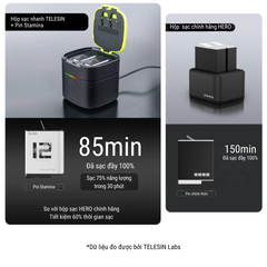 Pin Stamina và Hộp sạc nhanh Gopro 12 11 10 9 Black hiệu suất cao