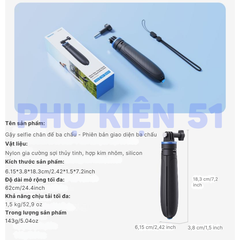 Tripod Telesin tự bung chân kéo dài 65cm gắn Actioncam Pocket Gopro Insta360 gấp gọn