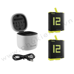 Pin Gopro 12 11 10 9 Black và ALLIN box Telesin hỗ trợ sạc , đọc thẻ TF