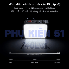 Đèn trợ sáng TELESIN cho DJI Action 6 / Nano kèm chân Cold Shoe hỗ trợ nhiều phụ kiện